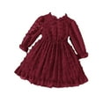 thumbnail image 1 of IROINNID Girls' Dress Spring and Fall Models Ruffled Edges Round Neck Bow Long Sleeve Dress Set 4T, 1 of 6