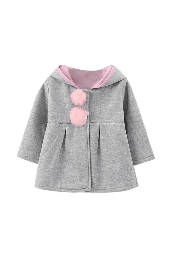 Girls' Hooded Jacket Spring Autumn And Winter New Style Small And Medium-sized Children's Cute Rabbit Ears Trendy Style