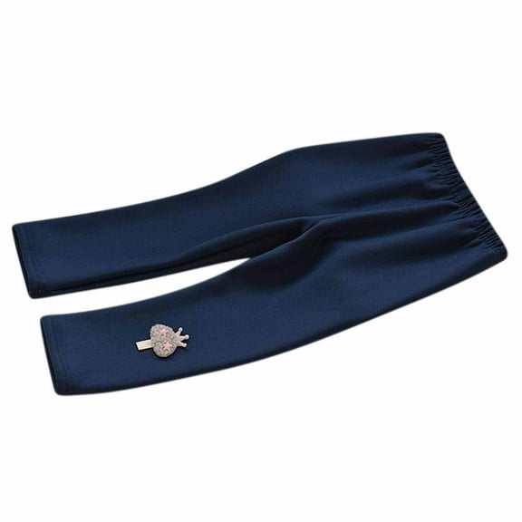 IROINNID Girls Leggings Winter Fungus Side Embroidery Cat Leggings Cropped Trousers,Navy