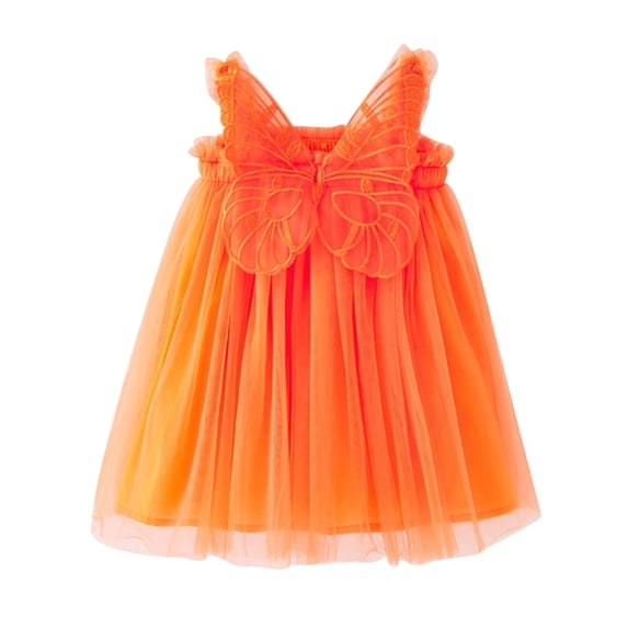 IROINNID Girls Summer Clothes Dress Skirt Cute Summer Mesh Elegant Wing Suspenders Dress 4-5T
