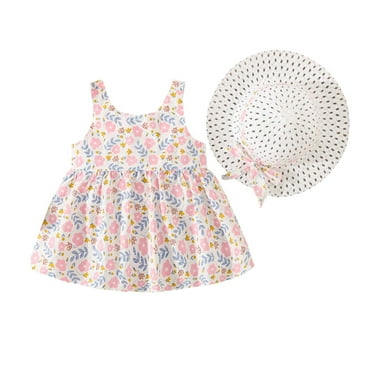 IROINNID Girls Summer Clothes Dress Sleeveless Flying Sleeve Printed Bowknot Dress 2-3T