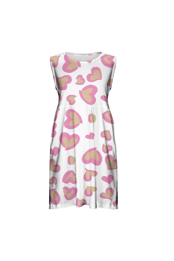 Girls Summer Clothes Dress Sleeveless Leopard A Line Dress Printed Casual Dresses 9-10T