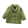 thumbnail image 1 of IROINNID Girls Thick Warm Solid Color Trench Coat with Pockets Raglan Sleeve Casual Stylish Outerwear for Kids Toddler Girls Cozy Fall Winter Jacket Windbreaker(Z02#Green,1-2 Years), 1 of 9