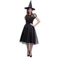 thumbnail image 1 of IROINNID Halloween Costumes For Women A-Line Dress Solid Color Causal Round Neck Short Sleeve Cosplay Dress,Black, 1 of 9