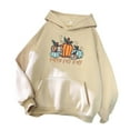 thumbnail image 1 of IROINNID Halloween Hoodie for Women Graphic Print Long Sleeve with Pocket Casual Hooded Sweatshirt Pullover Tops,Khaki, 1 of 3
