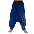 thumbnail image 1 of IROINNID Harem Pants for Men Clearance Ethnic Style Low Crotch Cotton Linen Wide Leg Loose Fit Pants Low Casual Pants,Blue, 1 of 6