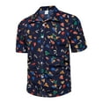 thumbnail image 1 of IROINNID Hawaiian Shirt for Men Hawaiian Print Lapel Short Sleeve Shirt,Blue, 1 of 6