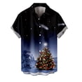 thumbnail image 1 of IROINNID Hawaiian T-Shirt for Men Button Up Christmas Short Sleeve Shirt Funny Xmas Tree Print Vacation Shirt,Navy, 1 of 8