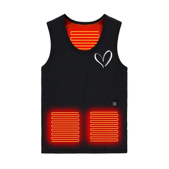 IROINNID Heated Vest for Women Men Plus Size 3 Heating Zones Heated Sleeveless Pullover Winter Heating Undershirt , Battery Not Included,Black