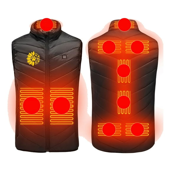 IROINNID Heated Vest for Women Men Plus Size Heated Coat 9 Heating Zones Winter Warm Heating Coat for Skiing Deals Battery Not Included,Black