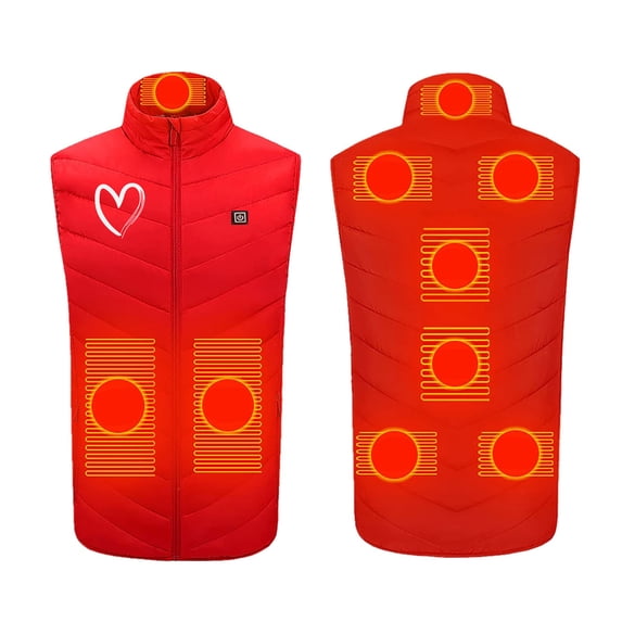 IROINNID Heated Vest for Women Men Plus Size Heated Coat 9 Heating Zones Winter Warm Heating Coat for Skiing On Battery Not Included,Red