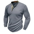 thumbnail image 1 of IROINNID Henley Shirts for Men Casual Basic Solid Color Blouse Tee Shirt Top Long Sleeve Round-Neck Blouses & Shirts Reduced,Gray, 1 of 7