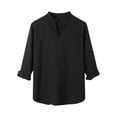 thumbnail image 1 of IROINNID Henley Shirts for Men Cotton Casual Shirt Slim Long Sleeve Stand Collar Button Pocket T-Shirt Top Blouse Clearance,Black, 1 of 6
