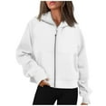 thumbnail image 1 of IROINNID Hoodie Jacket for Women Casual Zipper Closure Long Sleeve Solid Basic Jacket Sport Loose Coat All-match Hoodie Jacket,White, 1 of 7
