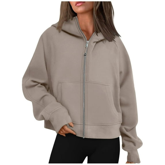 IROINNID Hoodie Jacket for Women Solid Zipper Up Hoodie Jacket Loose Fit Casual Versatile Fall Jacket with Pocket,Gray