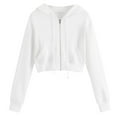 thumbnail image 1 of IROINNID Hoodie Jacket for Women Zip Up Sport Zipper Closure Cropped Jacket Fall Casual Basic Versatile Hoodie Jackets With Pockets,White, 1 of 6