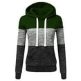 thumbnail image 1 of IROINNID Hoodie for Women Casual Patchwork Drawstring Hoodies Long Sleeve Slim Hooded Sweatshirt Pullover,Green, 1 of 4