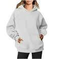 thumbnail image 1 of IROINNID Hoodie for Women Savings Casual Solid Long Sleeve Hooded Pullover Basic Fall Tops With Pocket,Gray, 1 of 4