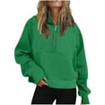 thumbnail image 1 of IROINNID Hoodie for Women Solid Casual Pullover Loose Fit Long Sleeve Fall Basic Tops with Zipper Pocket,Green, 1 of 5