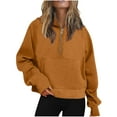 thumbnail image 1 of IROINNID Hoodie for Women Solid Casual Pullover Loose Fit Long Sleeve Fall Basic Tops with Zipper Pocket,Orange, 1 of 6