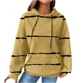 thumbnail image 1 of IROINNID Hoodie for Women Stripe Long Sleeve Drawstring Hoodie Casual Waffle Pullover Tops,Yellow, 1 of 6