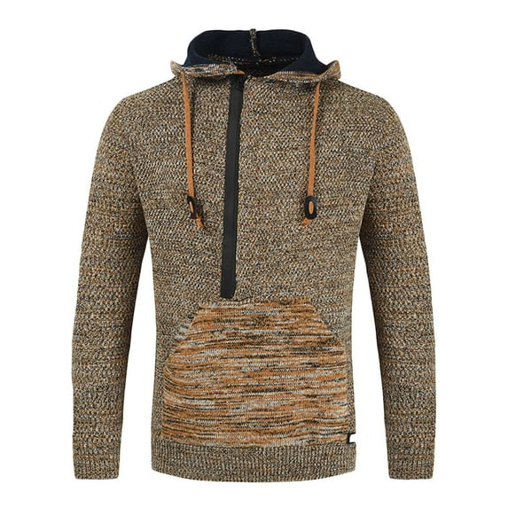 IROINNID Hoodies for Men Casual Outdoor Multi-pocket Fleece Sweater Military Double Sided Fleece Hooded Jacket Hooded Sweatshirts Coat,Brown