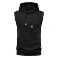 thumbnail image 1 of IROINNID On Sale Hooded Vest for Men Loose Solid Sweatshirt Sleeveless Pullover Tank Tops,Black, 1 of 9
