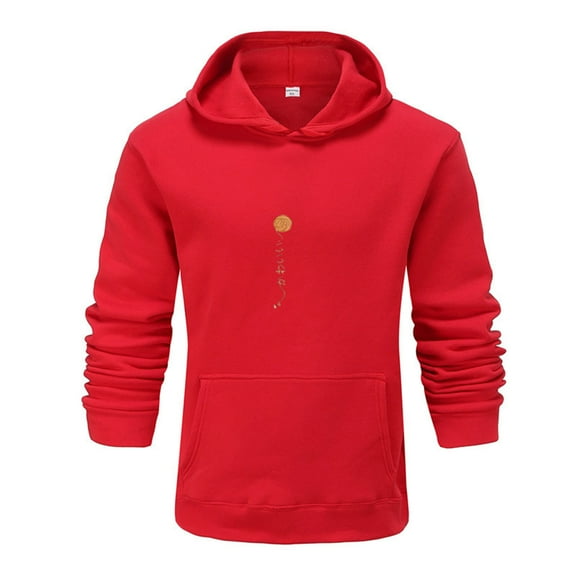 IROINNID Hoodies for Men Comfy And Winter Youth Hooded European Size Printed Sweater Pullover Sweater,Red