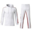 thumbnail image 1 of IROINNID Hoodies for Men Comfy Spring Winter Patchwork Sweatshirt Top Pants Sets Sports Suit Tracksuit,White, 1 of 9