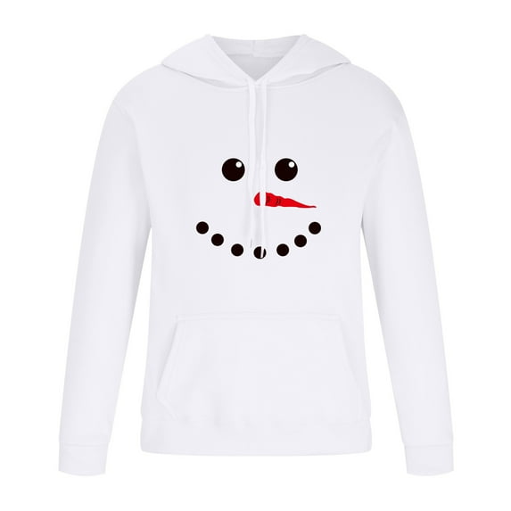 IROINNID Hoodies for Men Leisure Christmas Print Pullover Long Sleeve Sweatshirts,White
