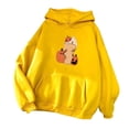 thumbnail image 1 of IROINNID Hoodies for Women Halloween Graphic Print Casual Long Sleeve Fall Hooded Sweatshirt with Pocket,Yellow, 1 of 4