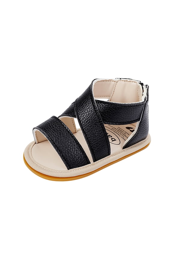 Infant Baby's First Walker Shoes Summer Roman Sandals Soft Bottom Non-slip Zip Up Shoes, Size 0-15M