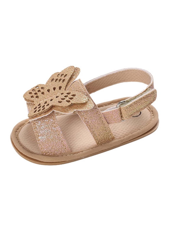Infant Baby's Summer Walker Sandals Soft Non-slip PU Leather Shoes New Born's Butterfly Buckle Sandals, Size 0-15M