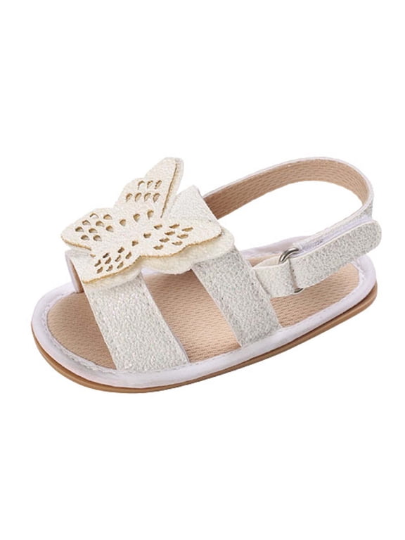 Infant Baby's Summer Walker Sandals Soft Non-slip PU Leather Shoes New Born's Butterfly Buckle Sandals, Size 0-15M
