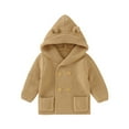 thumbnail image 1 of IROINNID Infant Boys Girls Solid Color Cute Ears Knitted Warm Tops Winter Button Down Hoodie Coat, 1 of 4