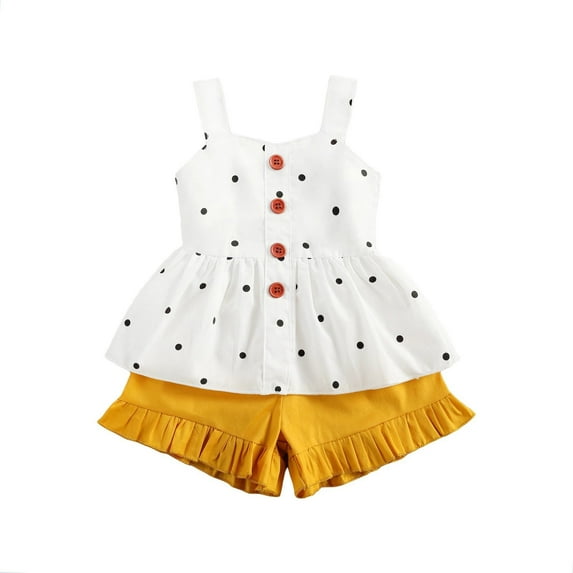IROINNID Infant Girl's Polka Dot Sleeveless Top Comfy Shorts Outfits Sets