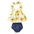 thumbnail image 1 of IROINNID Infant Girl's Ruffle Floral Print Tops+Shorts+Headband Outfits, 1 of 9