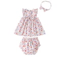 thumbnail image 1 of IROINNID Infant Girls 3PCS Set Pretty Print Dress Tops Shorts With Hairband Outfits, 1 of 9