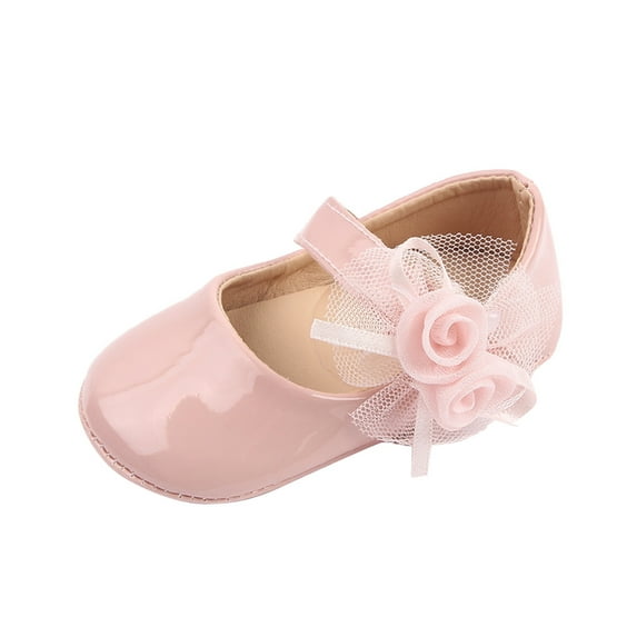 IROINNID Infant Girls Buckle Shoes PU Leather Cute Flowers Non-slip Cotton Bottom First Walking Sandals, Size 0-18M