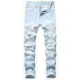 thumbnail image 1 of IROINNID Jean Pants For Men Full Length Button Zipper White Wash Skinny Jean Pants With Pockets, 1 of 9