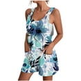 thumbnail image 1 of IROINNID Jumpsuit Shorts for Women Summer Comfortable Suspender Printing Pocket Jumpsuit Shorts,Light Blue, 1 of 5