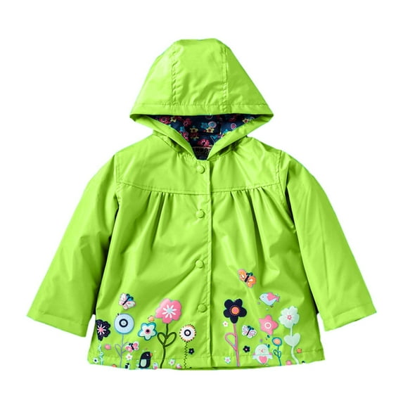 IROINNID Kids Hooded Outerwear Windproof Waterproof Raincoat With Floral Print