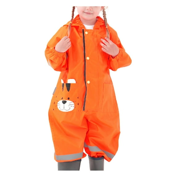 IROINNID Kids One-Piece Waterproof Windbreaker Hooded Button Quick Dry Raincoat