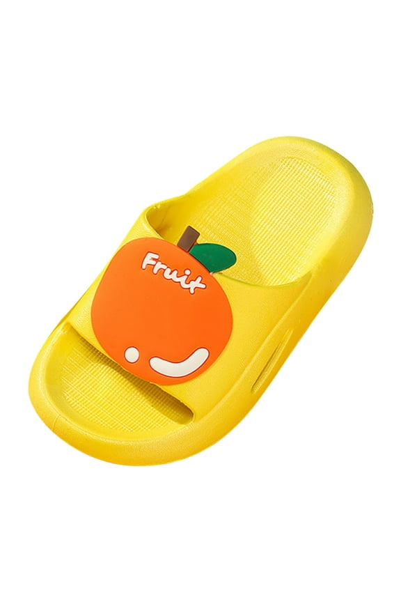 Kids Summer Lovely Fruit Slippers Outdoor Bathing Beach Slippers For Boys Girls Thick PVC Sole Shoes, Size 3-10Y