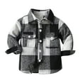 thumbnail image 1 of IROINNID Kids Toddler Flannel Shirt Jacket Plaid Long Sleeve Cotton Shacket Boys Girls Fall Tops Coat,Black, 1 of 8