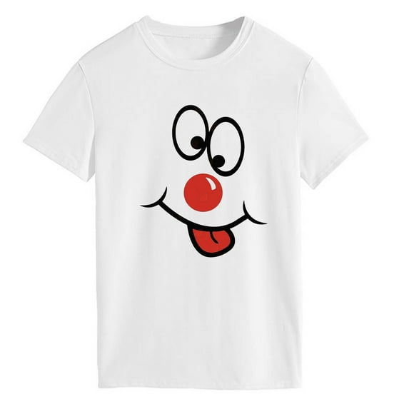 IROINNID Ladies Summer Round Neck Leisure Solid Color Cartoon Print Pattern Short Sleeve Top T-shirt Spring Saving