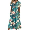 thumbnail image 1 of IROINNID Long Dresses For Women Casual Leisure V-Neck Buttons Short Sleeve With Pocket Printed Swing Maxi Dresses Summer Saving, 1 of 3