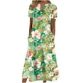 thumbnail image 1 of IROINNID Long Dresses For Women Casual Leisure V-Neck Buttons Short Sleeve With Pocket Printed Swing Maxi Dresses Summer Saving, 1 of 4