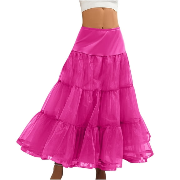 IROINNID Long Elastic Waist Skirt For Women Fashion Full Skirt A Set Of Wedding Skirt Full Skirt Half Skirt Solid Color Skirt