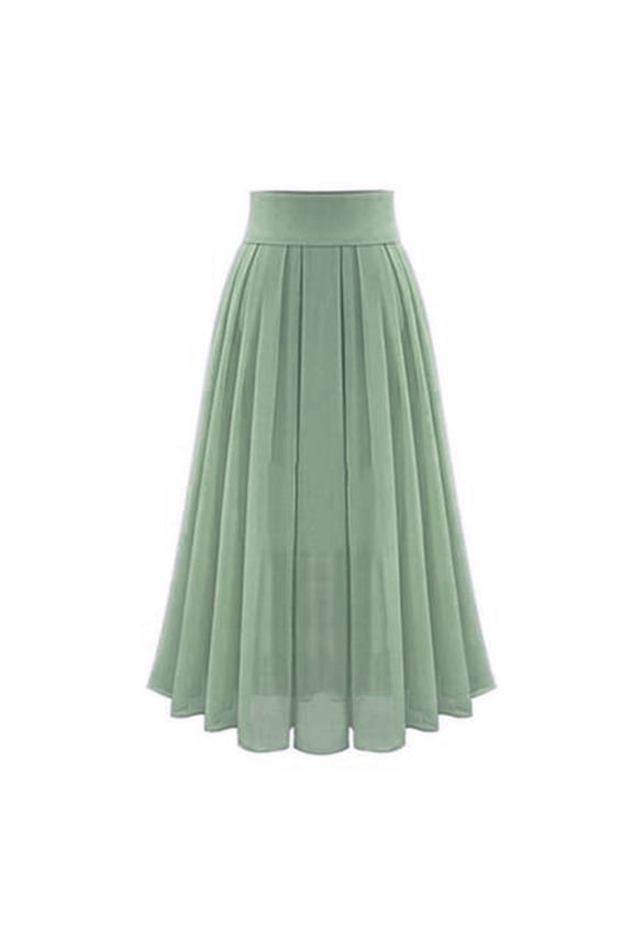 Long Empire Waist Skirt For Women Party Chiffon High Waist Lace-up Hip Solid Color Skirt